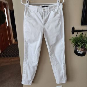 NWT Ralph Lauren high rise straight leg white pants ankle button details